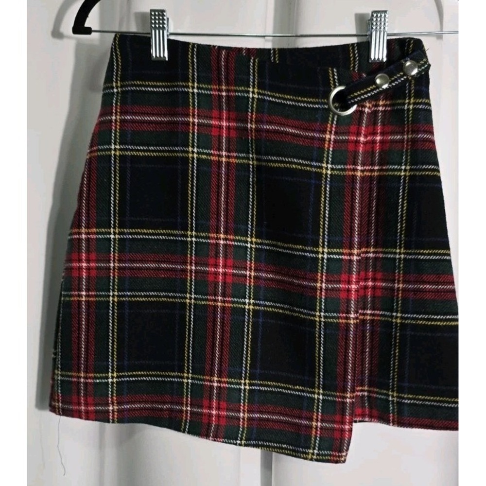 francesca's‎ ALYA Plaid Wrap Mini Skirt NWT – Red & Green Tartan, Size XS
